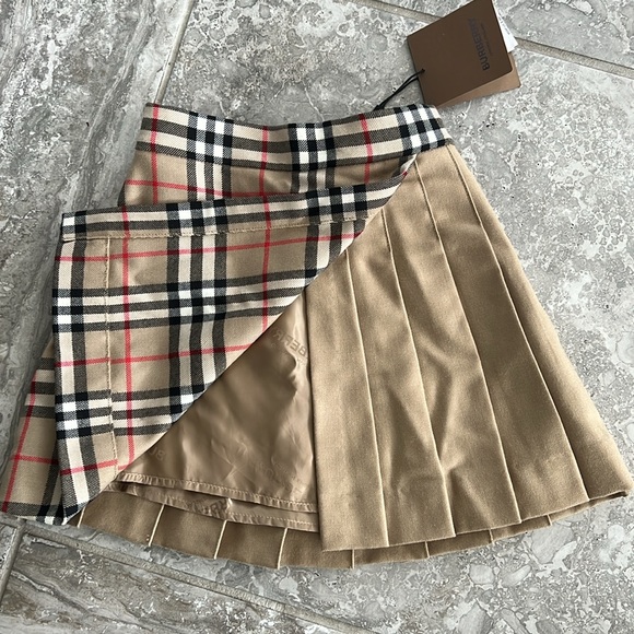 Burberry Lana Vintage Check Combo Wool Pleated Skirt, Girl's Size 3Y New w/Tag - Picture 3 of 8